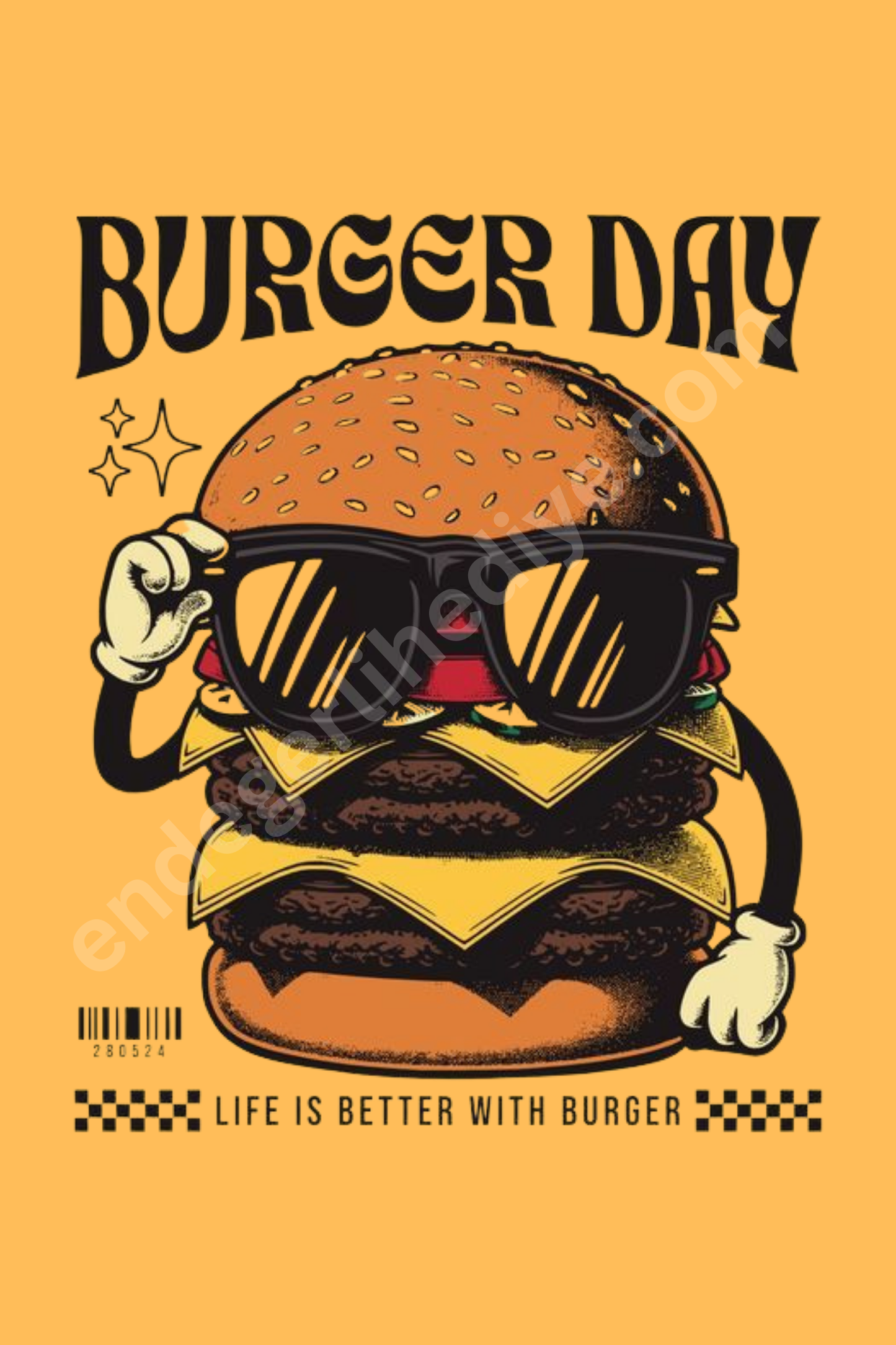 Burger Day – Retro Gözlüklü Burger Kanvas Tablo