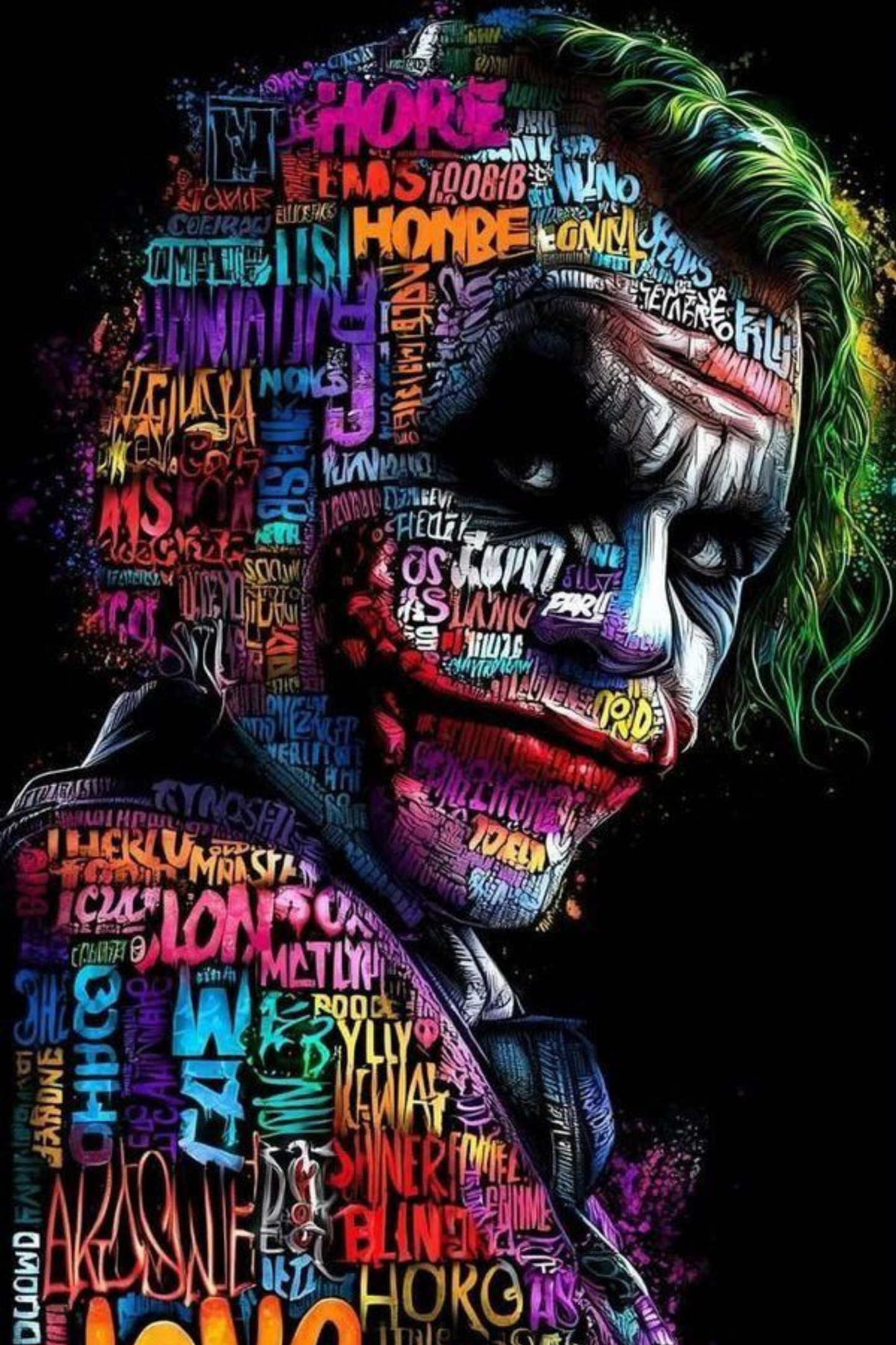 Graffiti Neon Portrait – Renkli Karanlık Tarz Kafe Kanvas Tablo