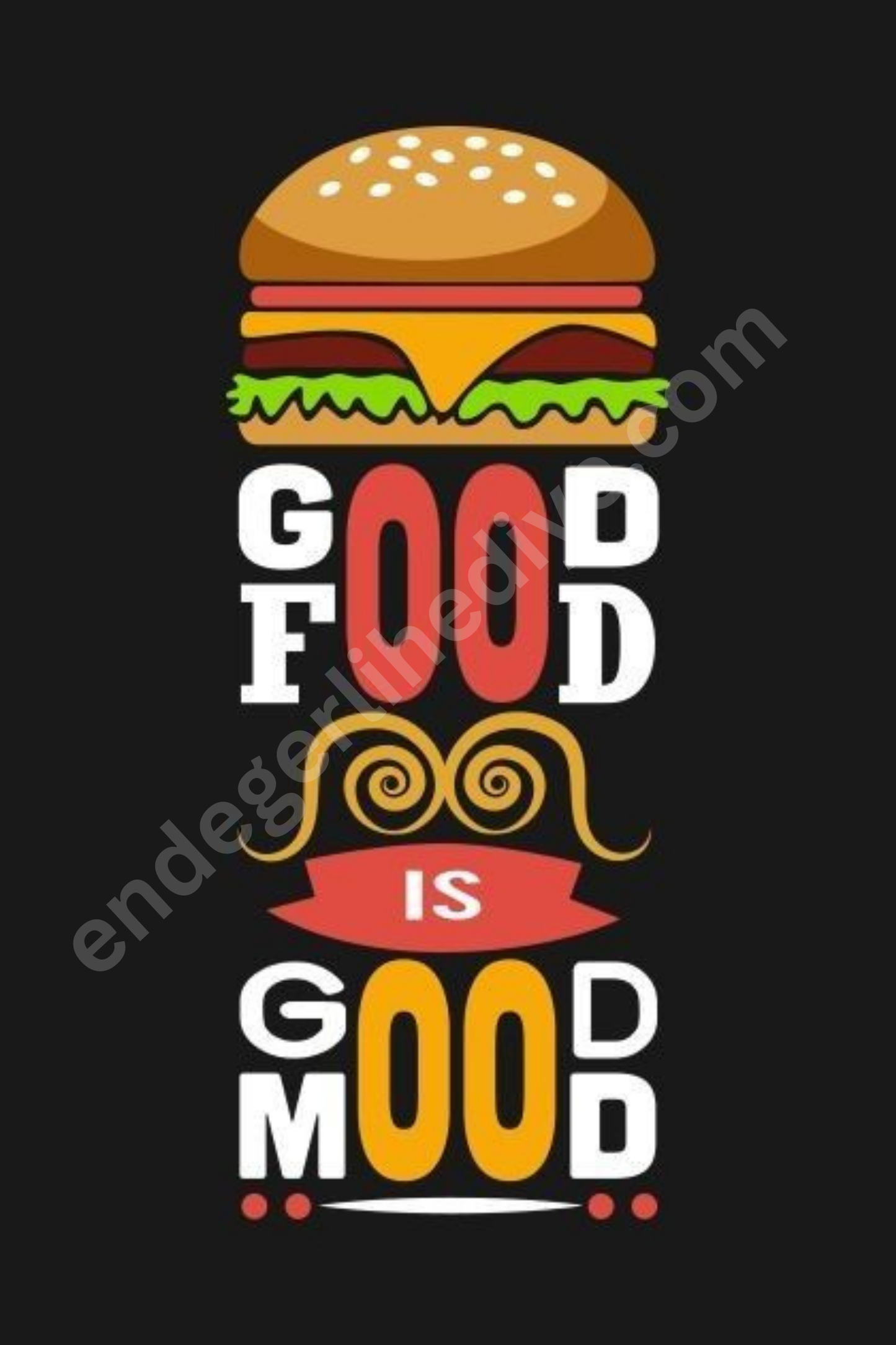 Good Food is Good Mood – Burger Tipografik Kanvas Tablo