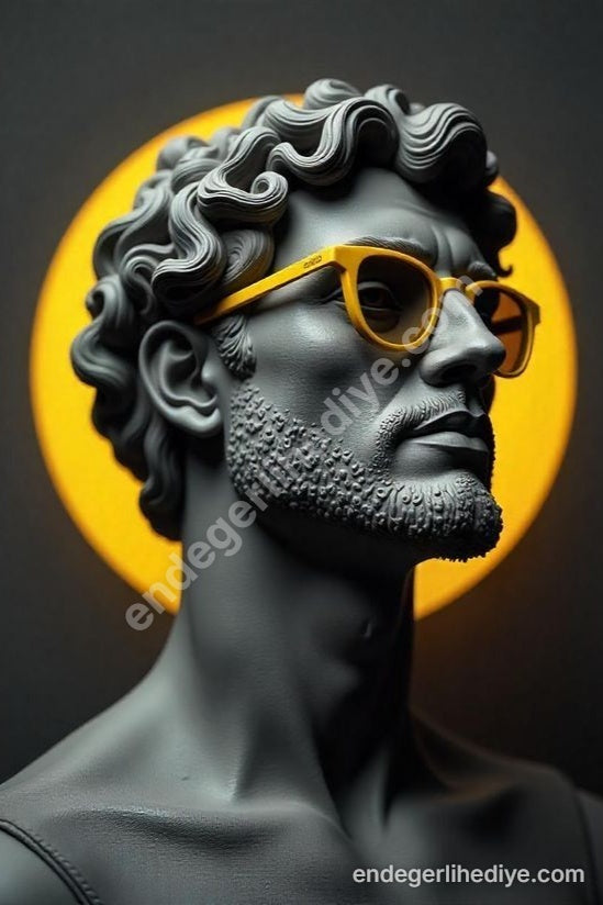 Modern Hermes: Sarı Gözlüklü Büst Kanvas Tablo