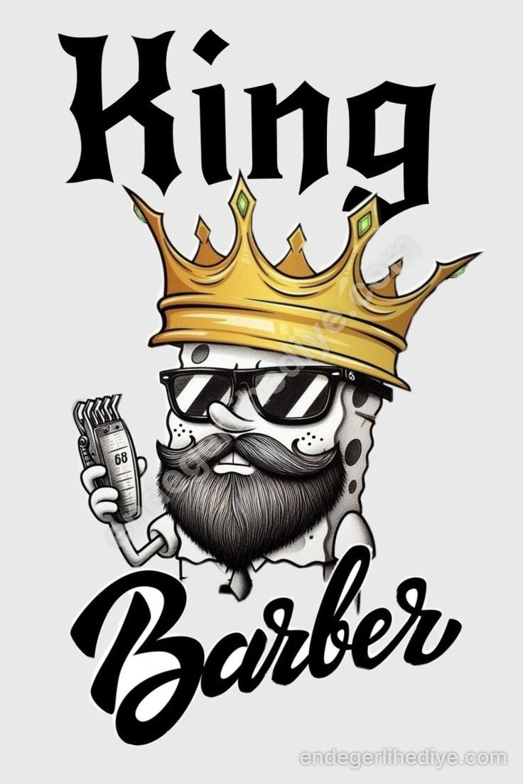 King Barber Kral Kuaför Sanatsal Kanvas Tablo