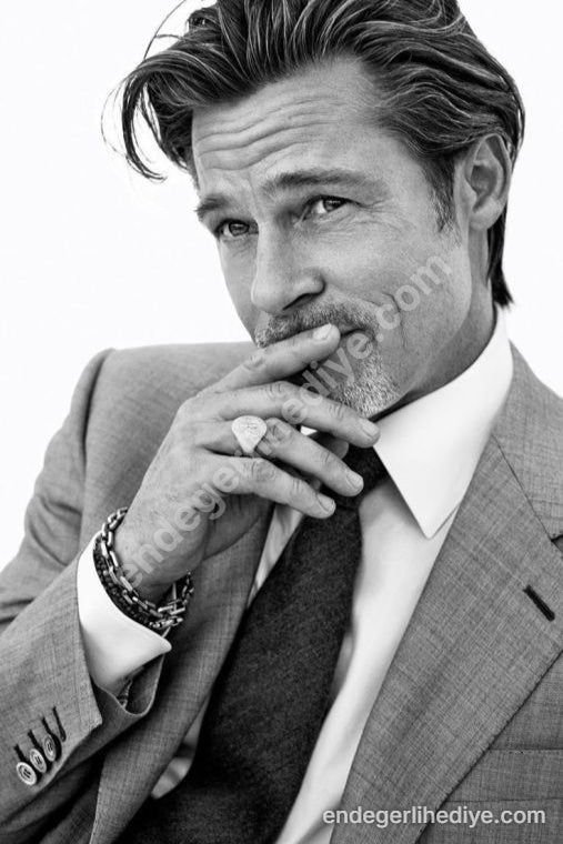 Brad Pitt Karizması Siyah Beyaz Kanvas Tablo