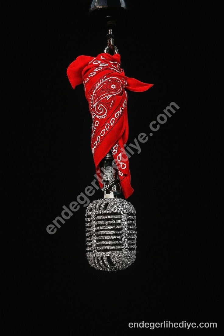 Müzik Ruhu Kanvas Tablo: Mikrofon ve Kırmızı Bandana