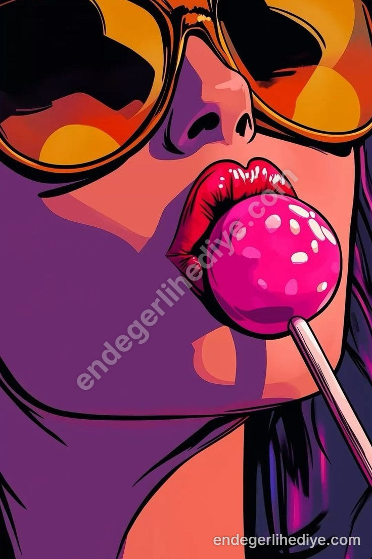Pop Art Göz Kamaştıran Dudaklar ve Şekerleme Kanvas Tablo