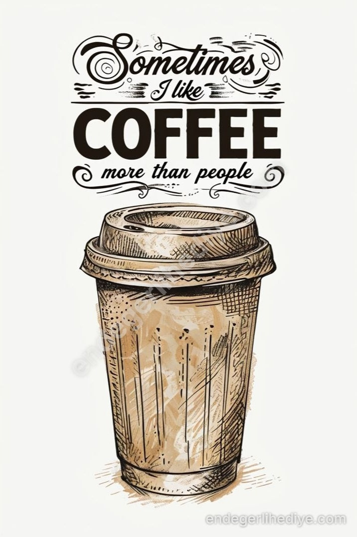 Bazen İnsanlardan Çok Kahveyi Severim Kanvas Tablo