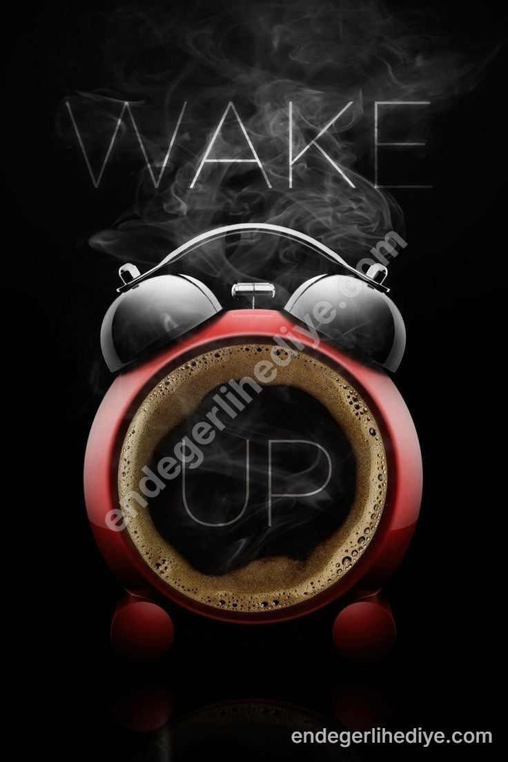 Wake Up Kahve Saati Dijital Sanat Kanvas Tablo