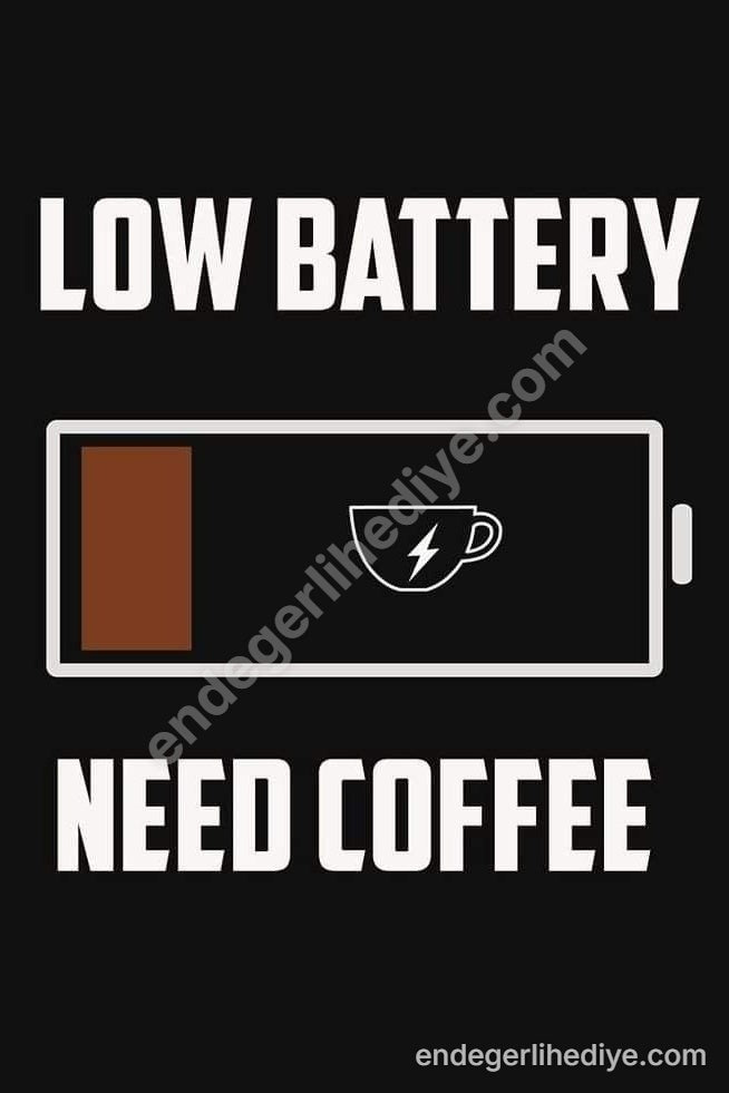 Düşük Batarya Kahve İhtiyacı Kanvas Tablo