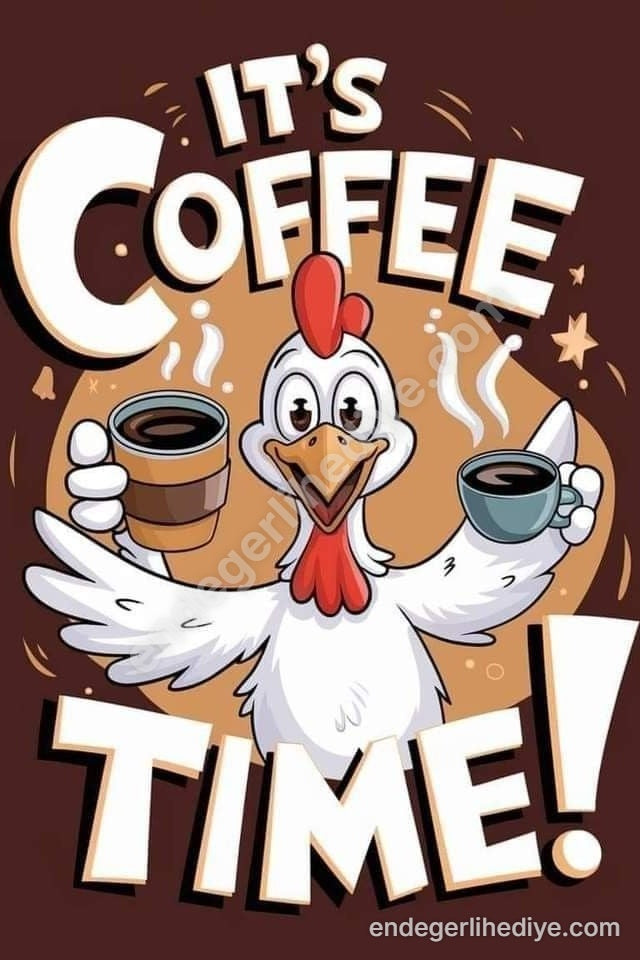 Kahve Saati Horoz: Neşeli Sabahlar Kanvas Tablo