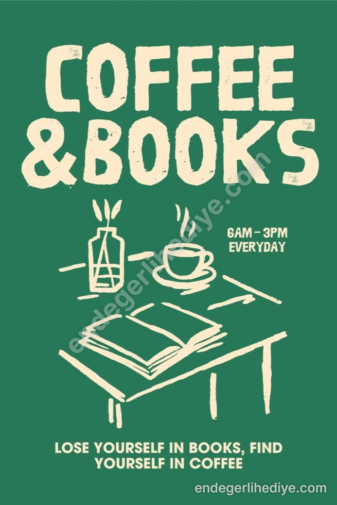 Kahve Kitap Keyfi Kanvas Tablo