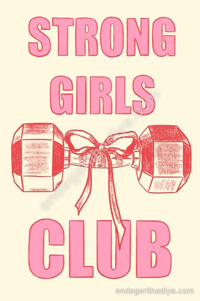 Güçlü Kızlar Kulübü: Pembe Barbell Temalı İlham Veren Kanvas Tablo