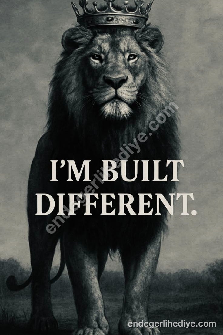 Taçlı Aslan "I'M BUILT DIFFERENT" Motivasyon Kanvas Tablosu
