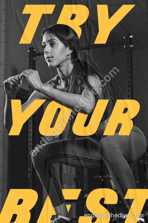 Zirveye Ulaşan Güç: 'Try Your Best' Spor Kanvas Tablo