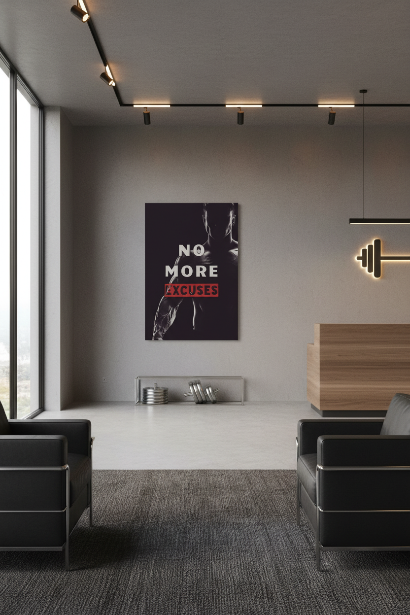 No More Excuses Kanvas Tablo | Spor Motivasyon Sanatı