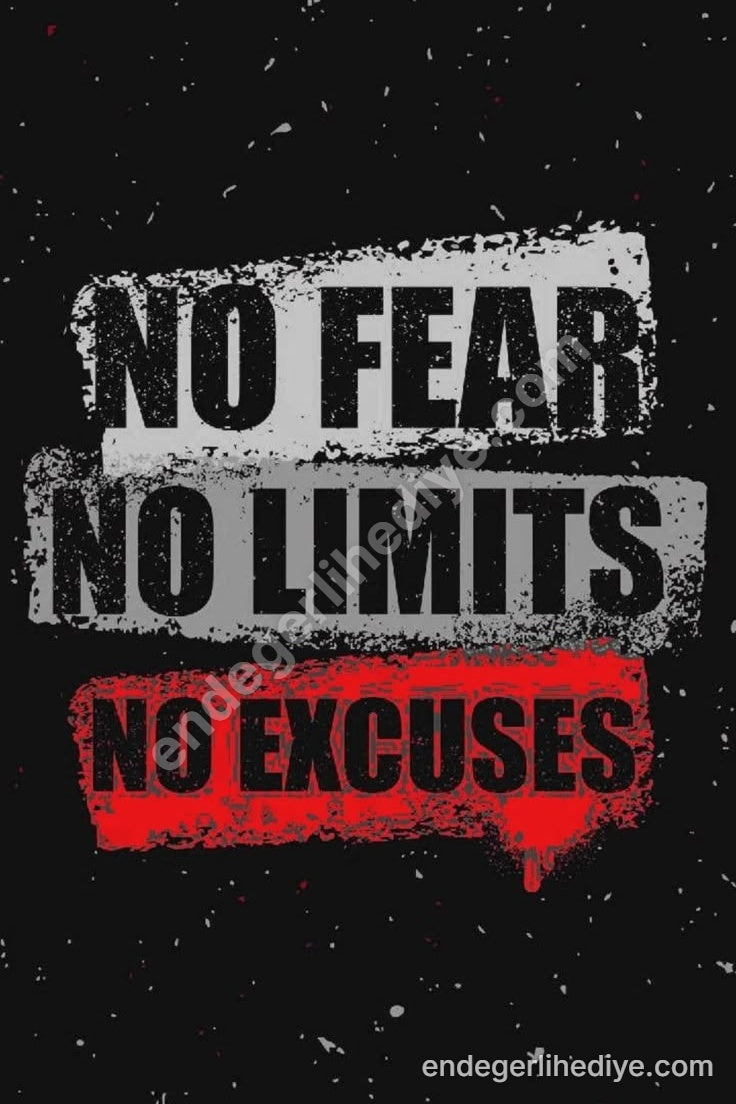 No Fear No Limits No Excuses Motivasyon Kanvas Tablo