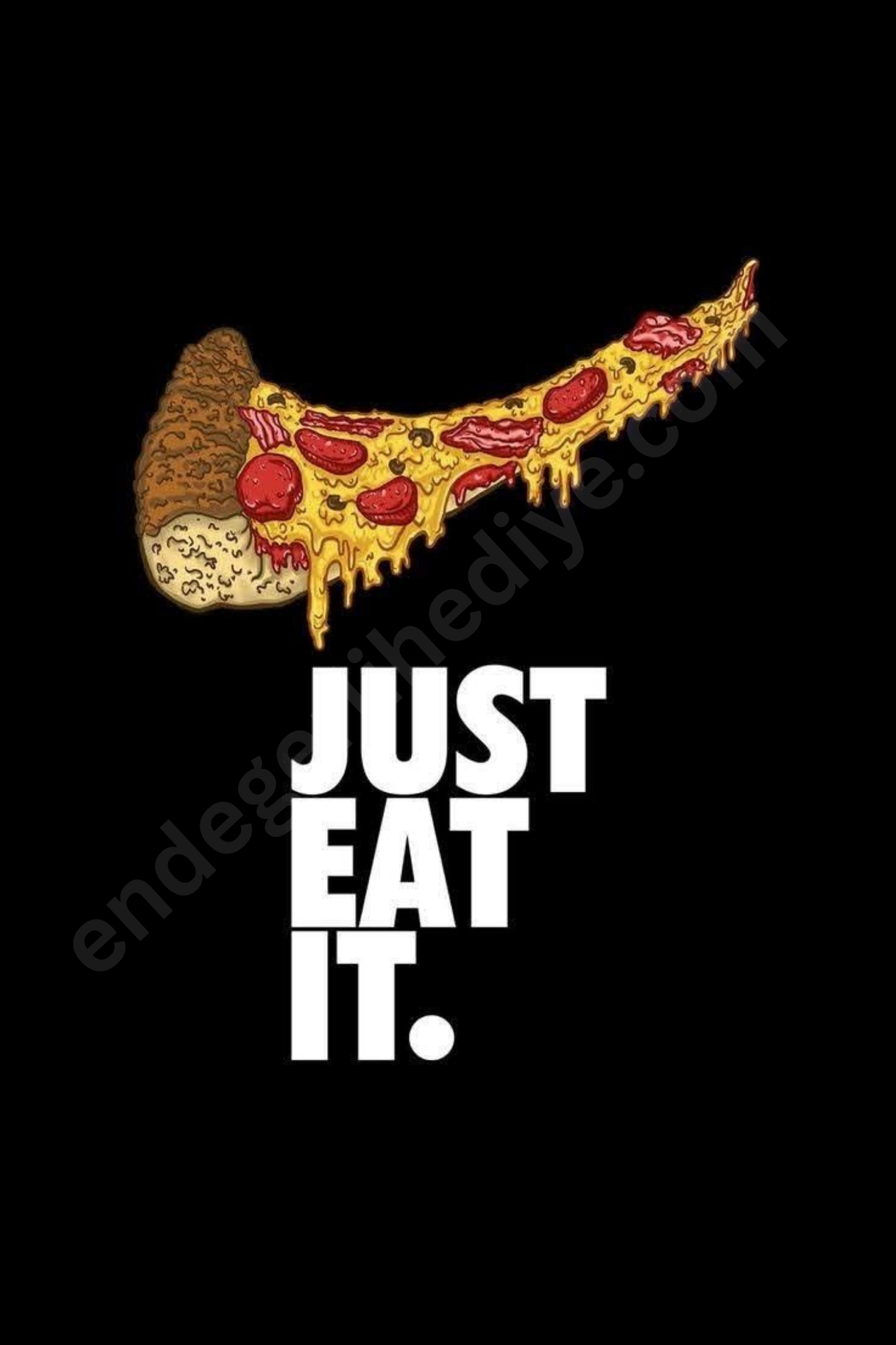 Just Eat It – Pizza İllüstrasyonlu Modern Kafe Kanvas Tablo