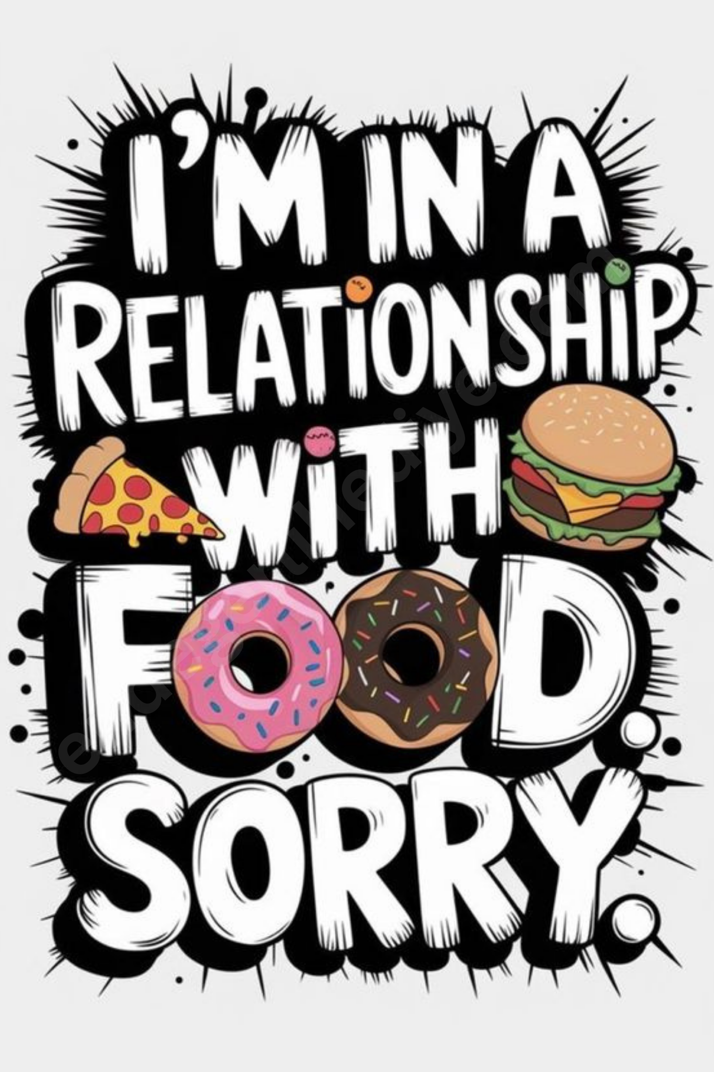 In a Relationship With Food – Eğlenceli Kafe Kanvas Tablo