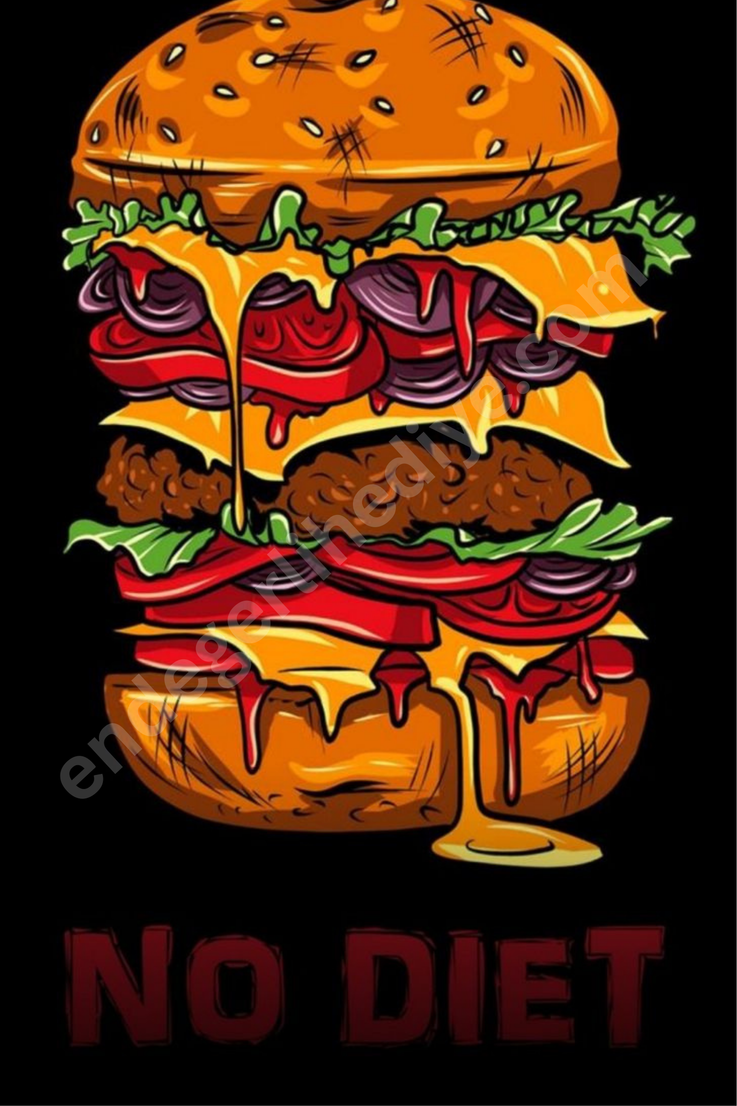 No Diet – Mega Burger Çizim Kanvas Tablo