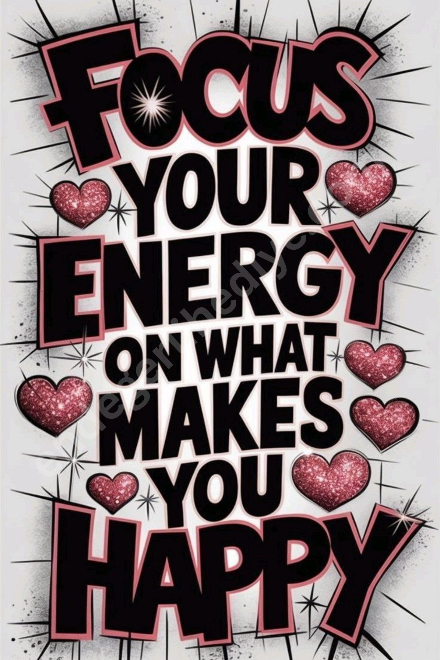 Focus Your Energy – Pembe Kalpli Tipografik Kanvas Tablo