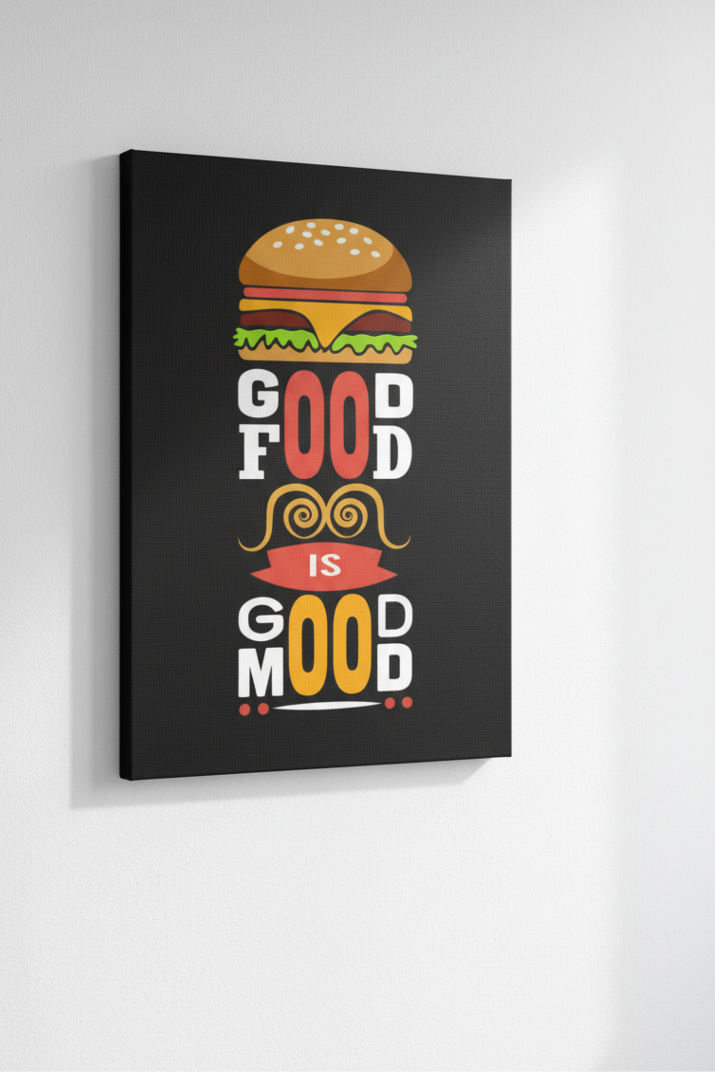 Good Food is Good Mood – Burger Tipografik Kanvas Tablo