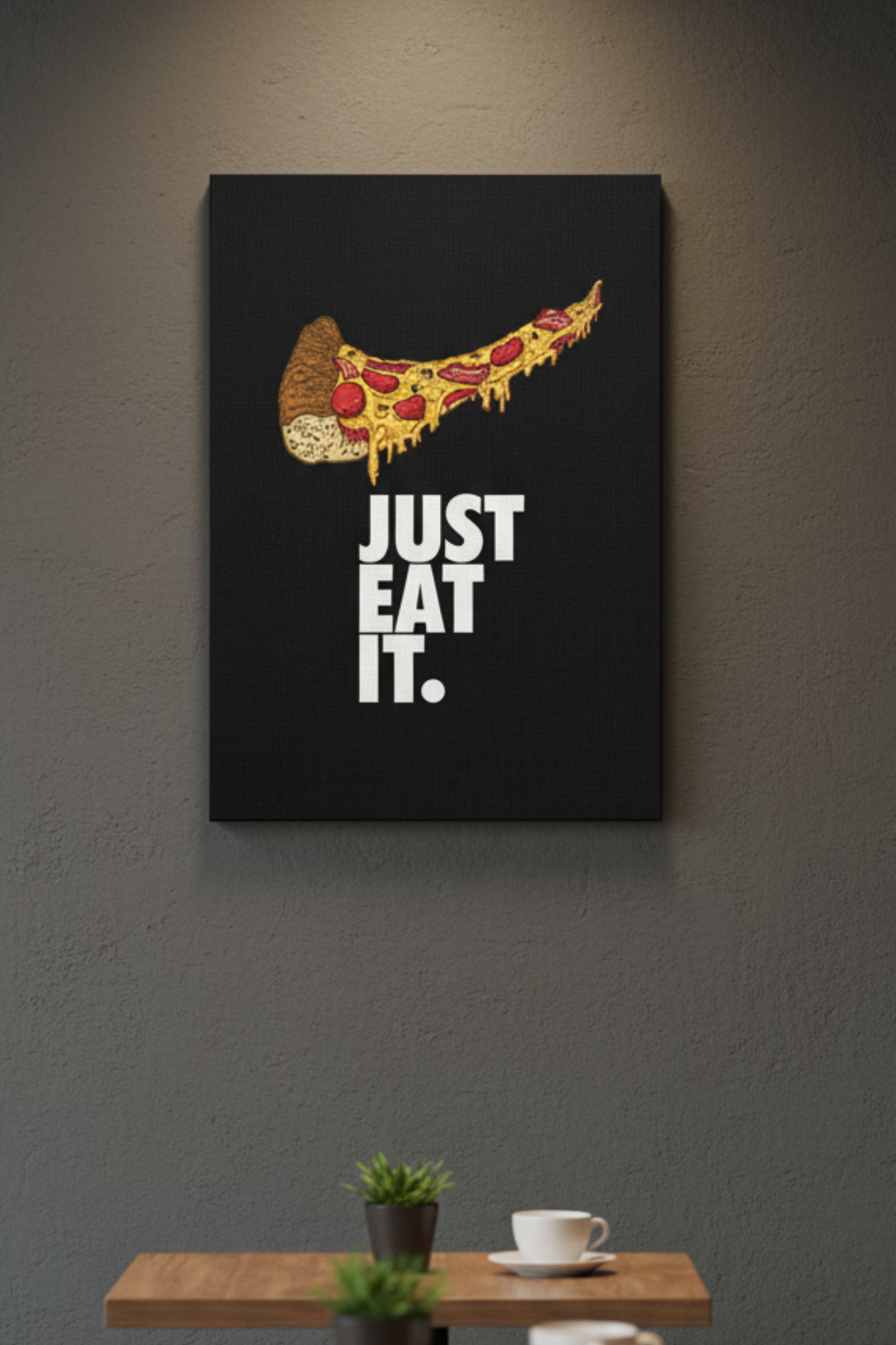Just Eat It – Pizza İllüstrasyonlu Modern Kafe Kanvas Tablo