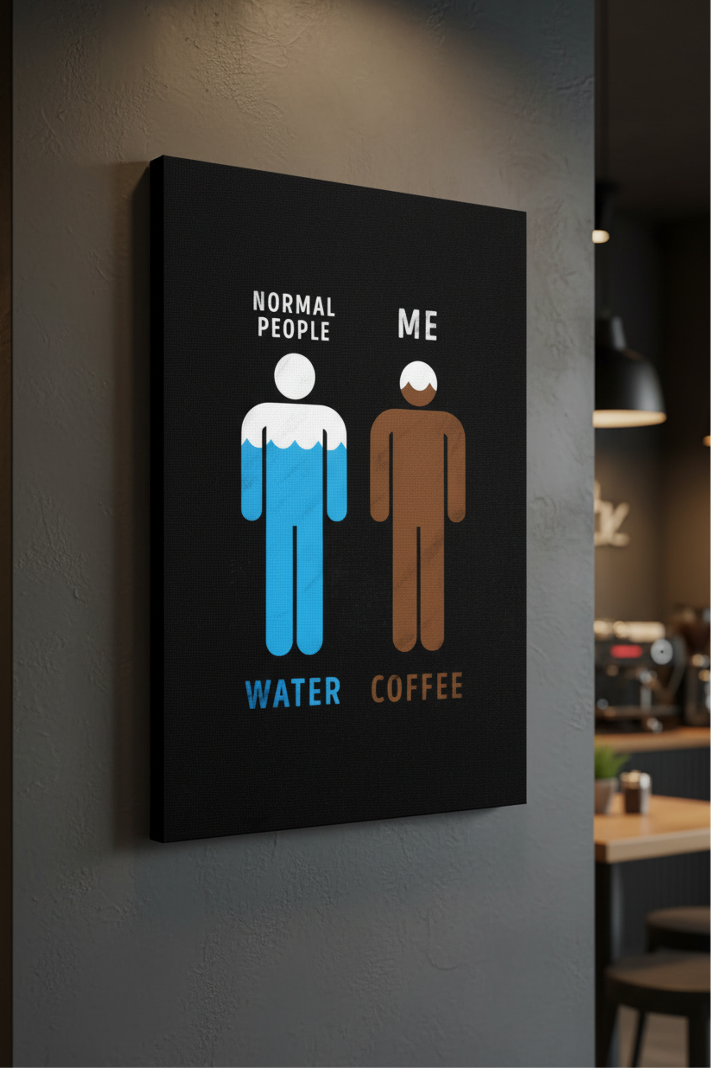 Normal İnsanlar & Ben – Kahve Temalı Mizahi Kanvas Tablo