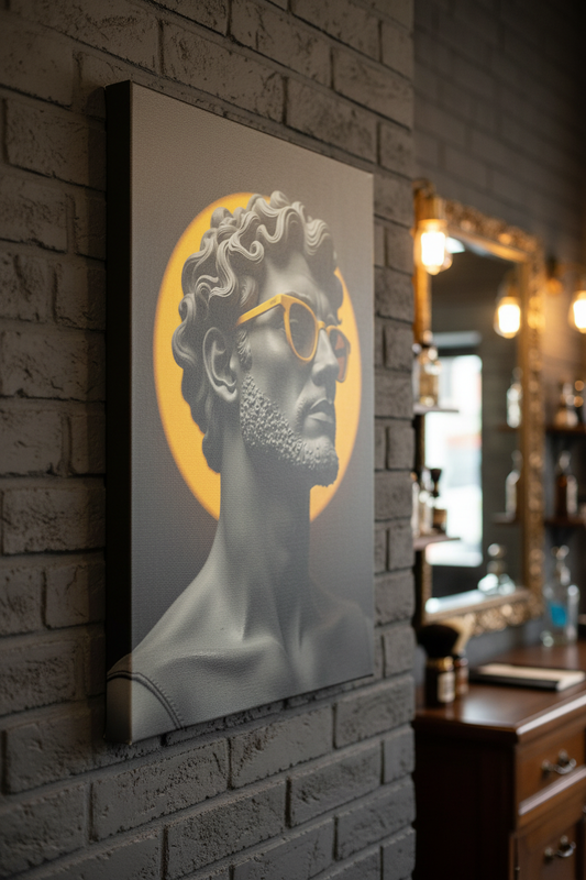 Modern Hermes: Sarı Gözlüklü Büst Kanvas Tablo