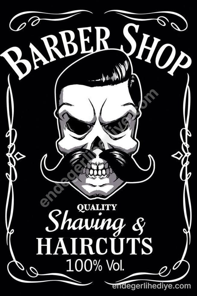 Barber Shop Kurukafa & Bıyık Retro Kuaför Kanvas Tablo