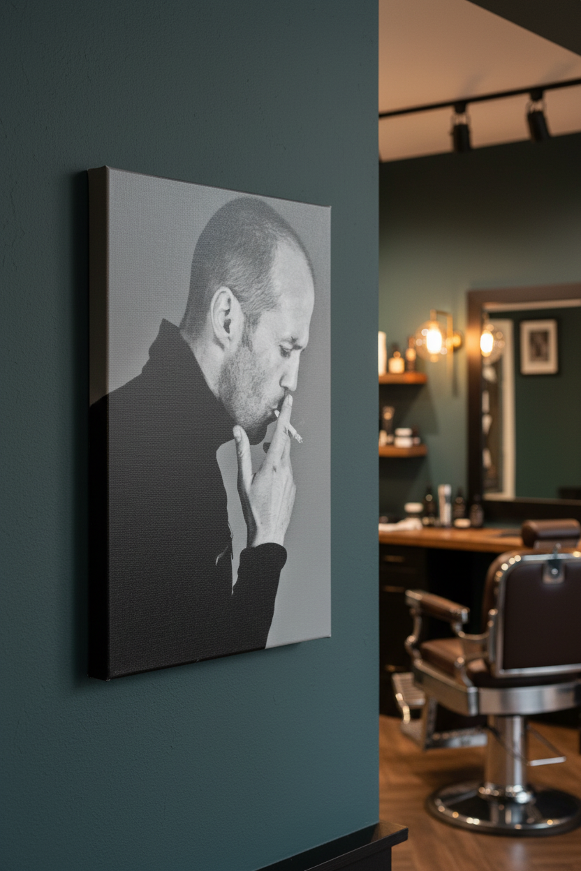 Siyah Beyaz Düşünceler: Erkek Silüeti Kanvas Tablo