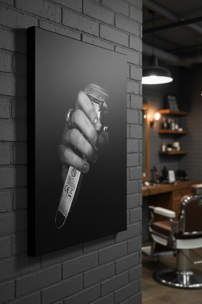 Karanlık Dokunuş: Kuaförün Sanatı Siyah Beyaz Kanvas Tablo