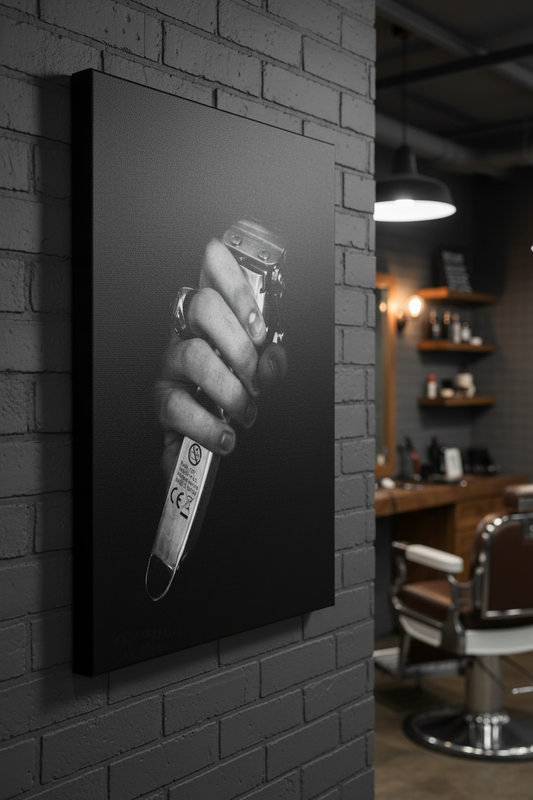 Karanlık Dokunuş: Kuaförün Sanatı Siyah Beyaz Kanvas Tablo