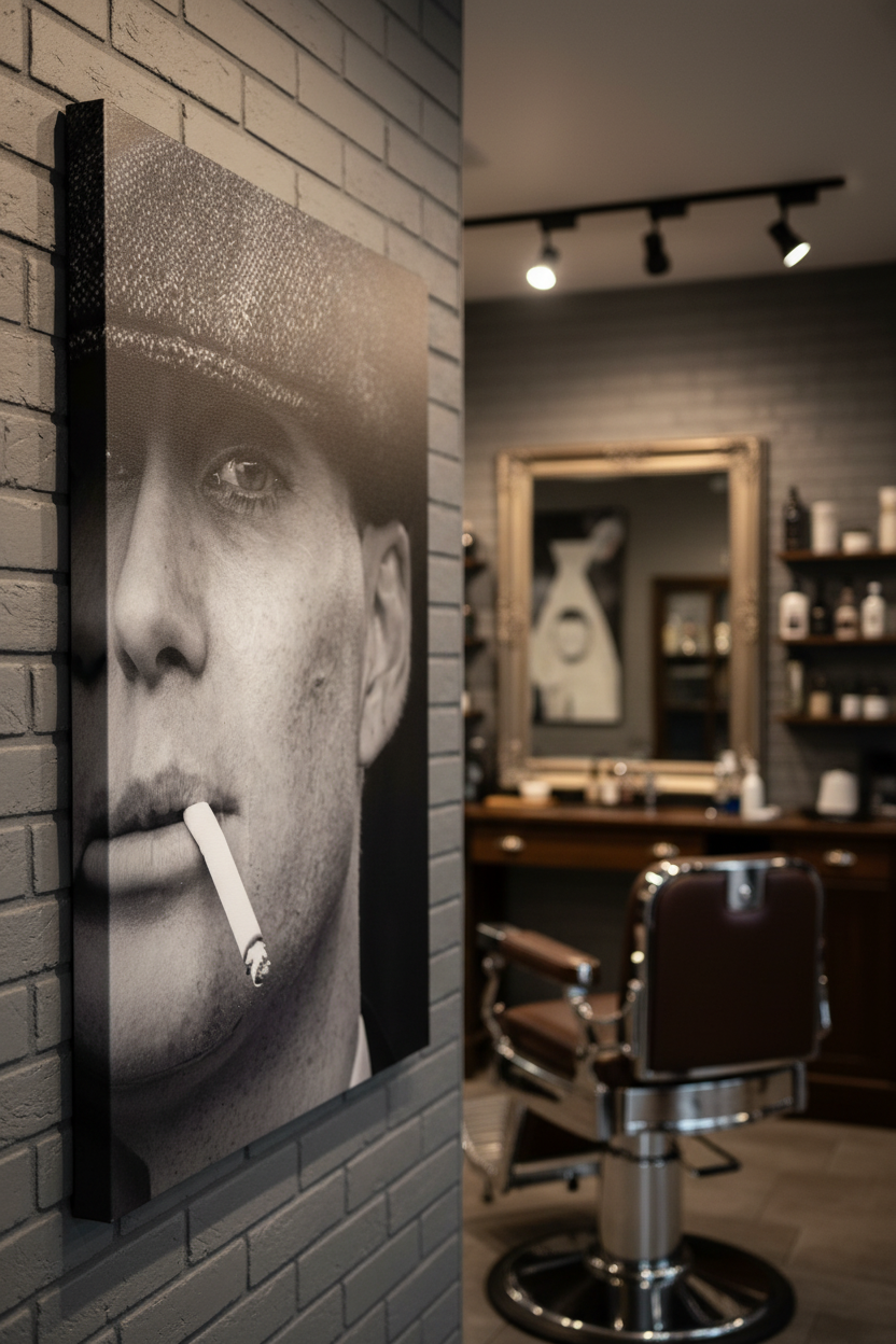 Gizemli Şapkalı Adam: Siyah Beyaz Kanvas Tablo