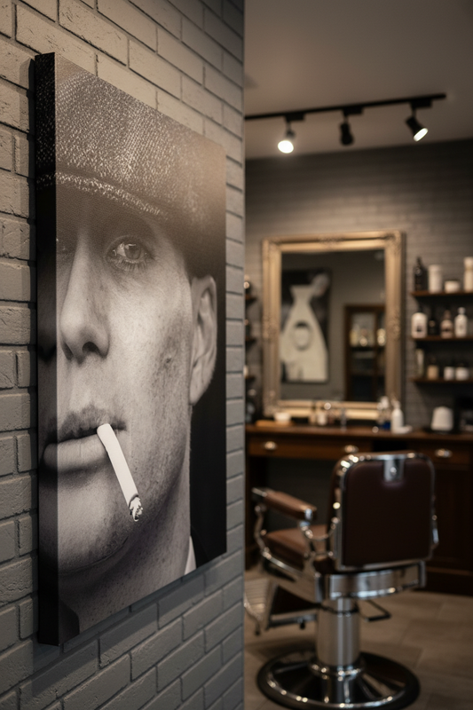 Gizemli Şapkalı Adam: Siyah Beyaz Kanvas Tablo