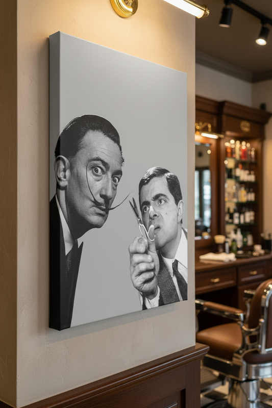 Sürreal Makas Darbesi: Dali ve Bay Bean Kanvas Tablo