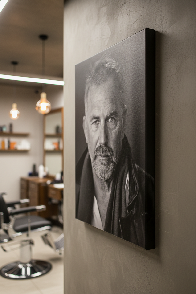 Olgun Ruh: Siyah Beyaz Beyefendi Portre Kanvas Tablo