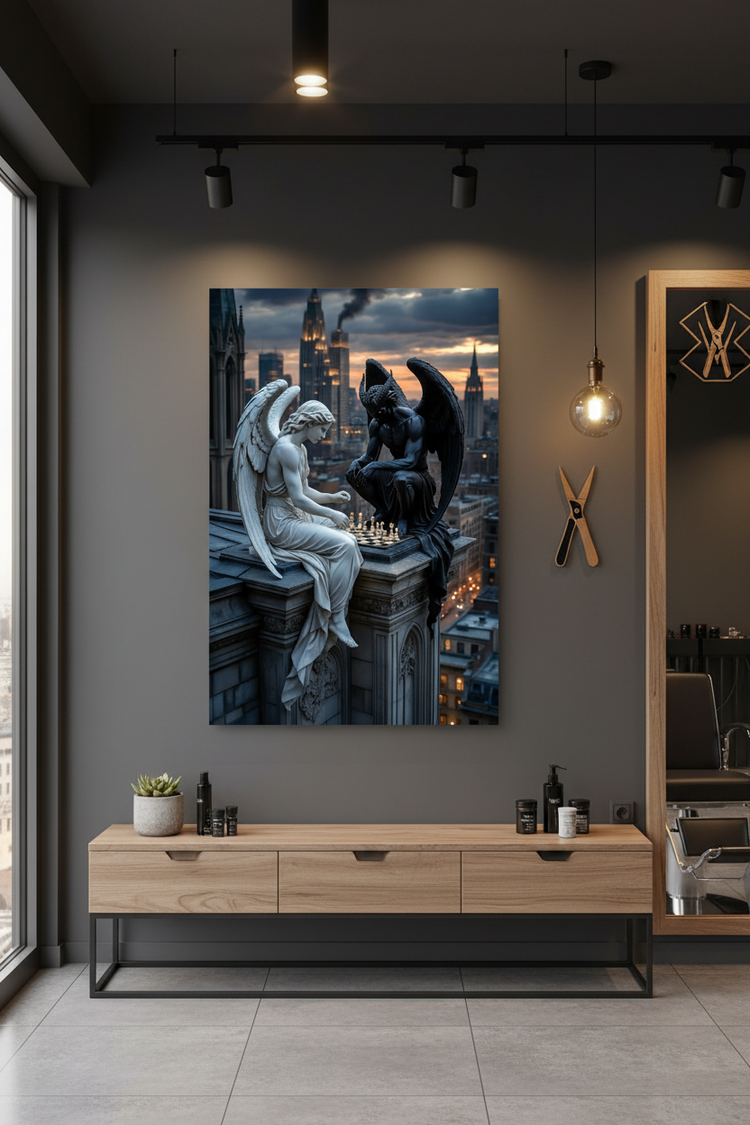 Cennet ve Cehennemin Satranç Oyunu Kanvas Tablo