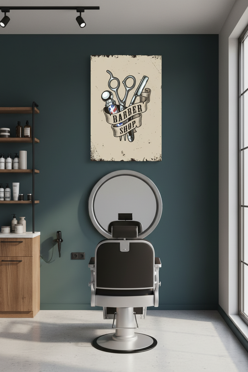 Vintage Berber Dükkanı Sanatı Kanvas Tablo