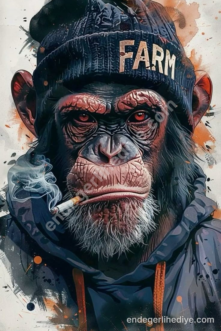 Asi Şempanze: Farm Beanie Kanvas Tablo