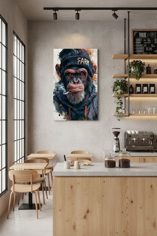Asi Şempanze: Farm Beanie Kanvas Tablo