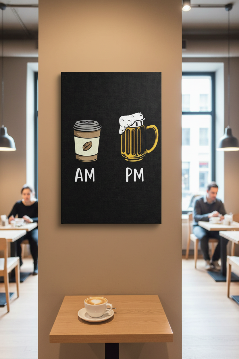 AM Kahve PM Bira Kanvas Tablo | Günlük Keyif Anları