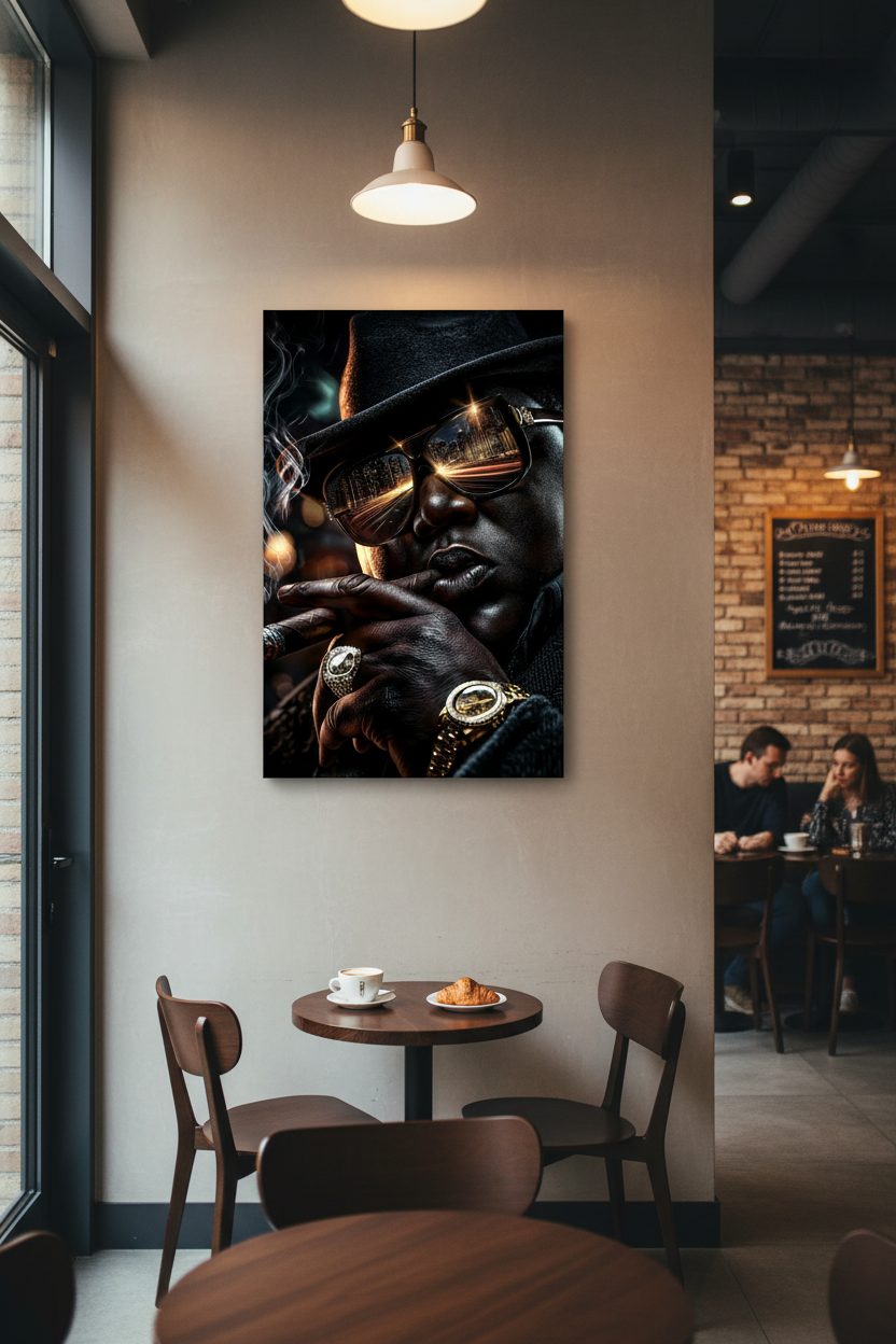 Efsanevi Tarz: Şehir Işıklarında Puro Keyfi Kanvas Tablo