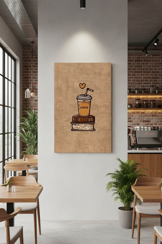 Kitap ve Kahve Aşkı Kanvas Tablo