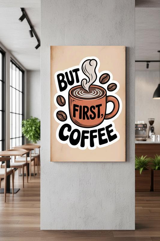 But First, Coffee Tasarım Kanvas Tablo