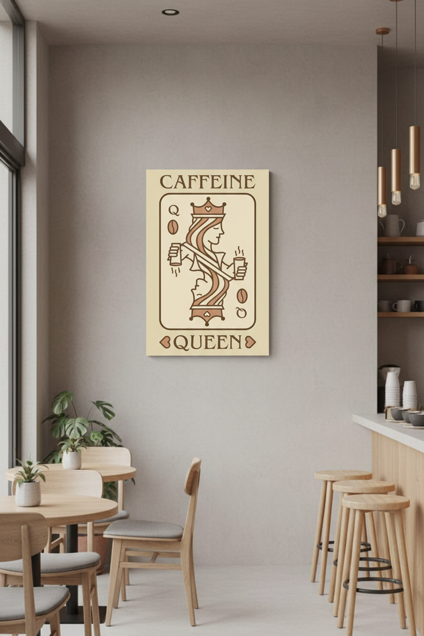 Caffeine Queen Kanvas Tablo | Kahve Kraliçesi Sanatsal Baskı
