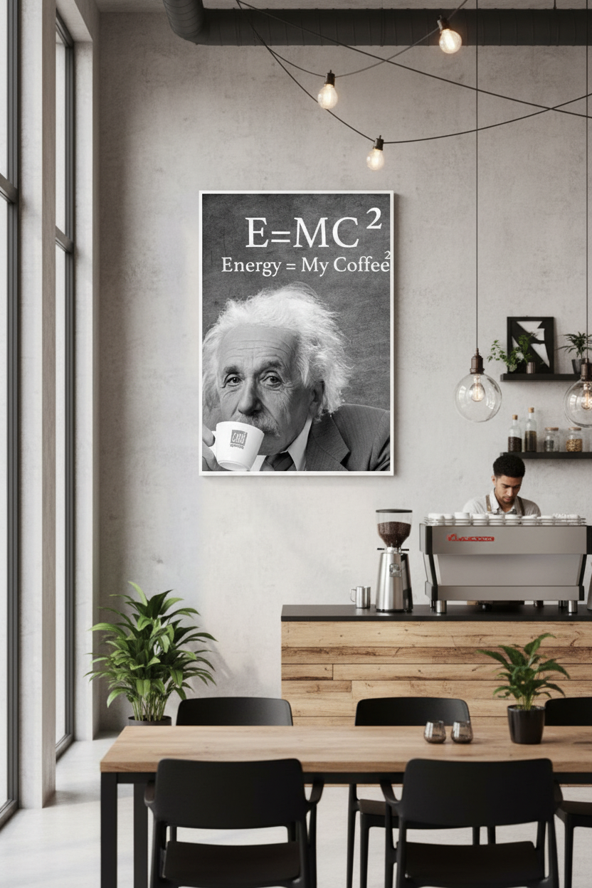 Einstein'ın Kahve Formülü: E=MC² Kanvas Tablo