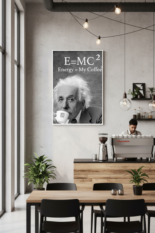 Einstein'ın Kahve Formülü: E=MC² Kanvas Tablo