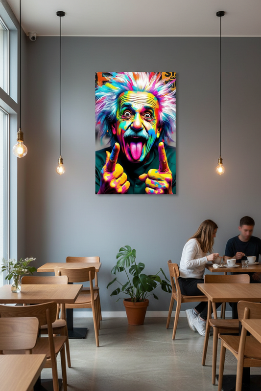 Renkli Einstein: Genius Gone Mad Pop Art Kanvas Tablo