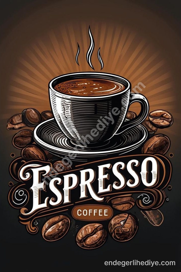 Vintage Espresso Kahve Kanvas Tablo