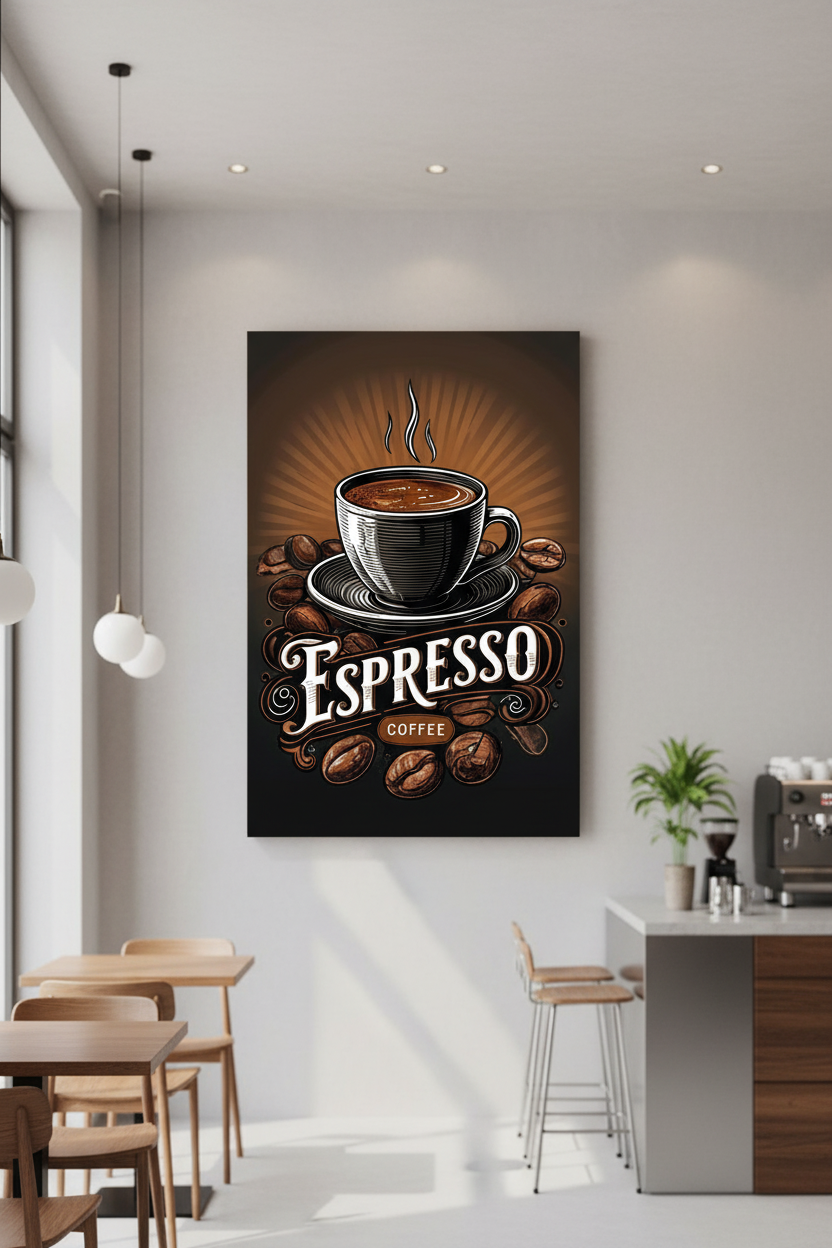 Vintage Espresso Kahve Kanvas Tablo