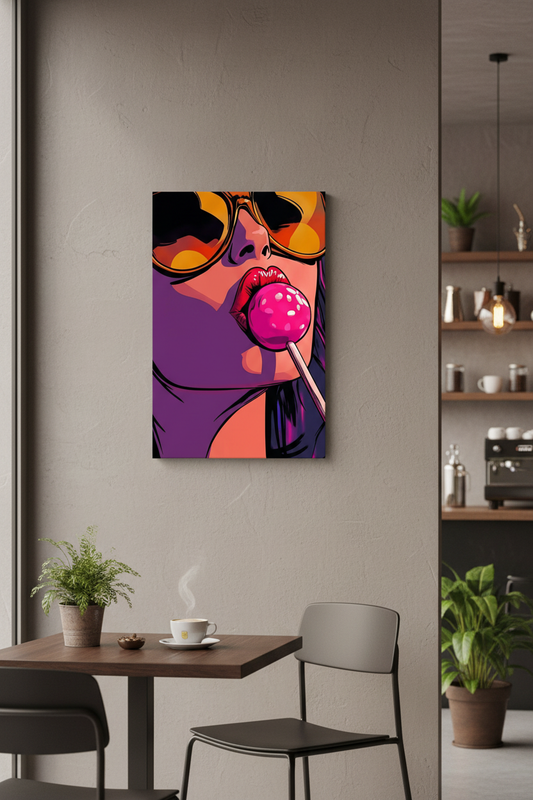 Pop Art Göz Kamaştıran Dudaklar ve Şekerleme Kanvas Tablo