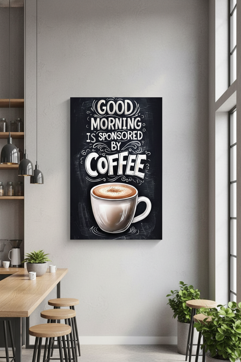 Sabah Kahvesi Motivasyonu Kanvas Tablo